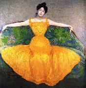 Max Kurzweil Mujer con un vestido amarillo Sweden oil painting artist